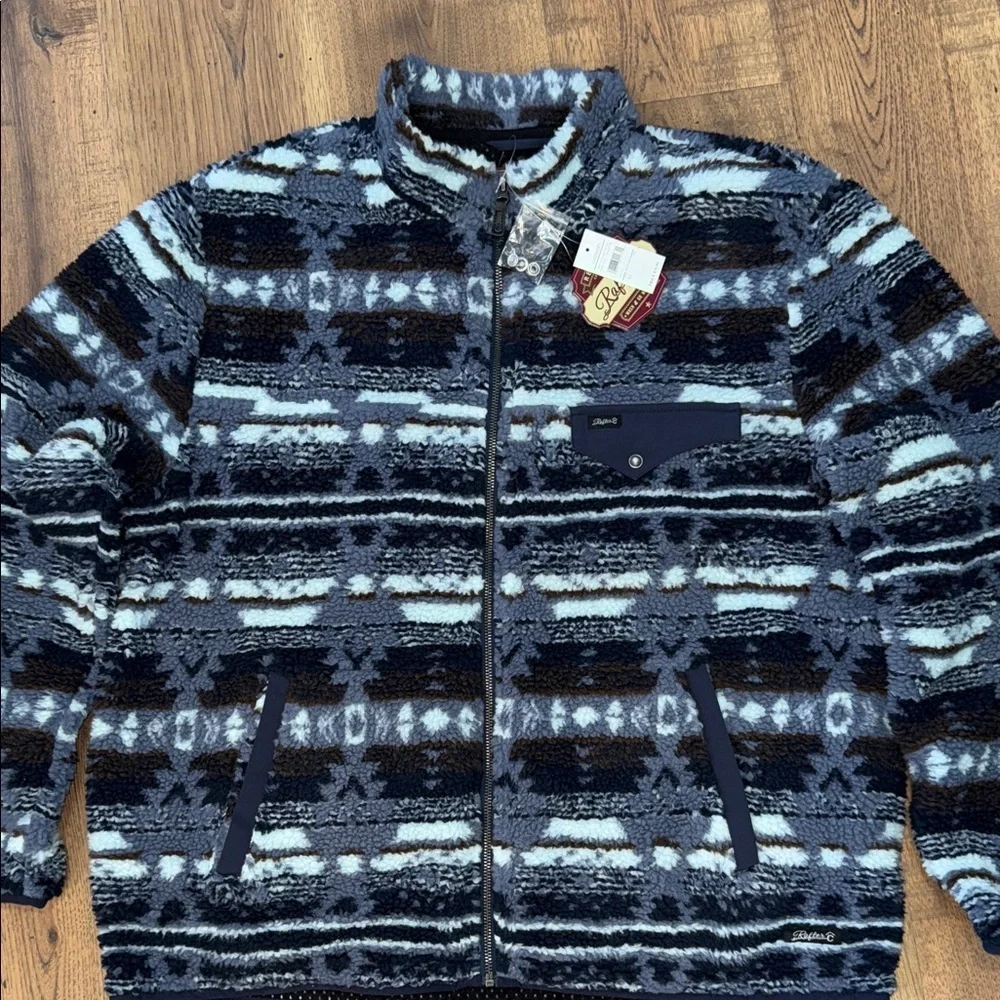 RAFTER Men's Patterned Fleece Sweater - Blue and Black